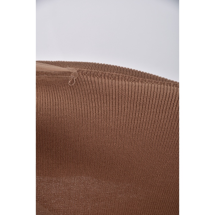 (S) 斜肩棕色長袖上衣二手衣, , large