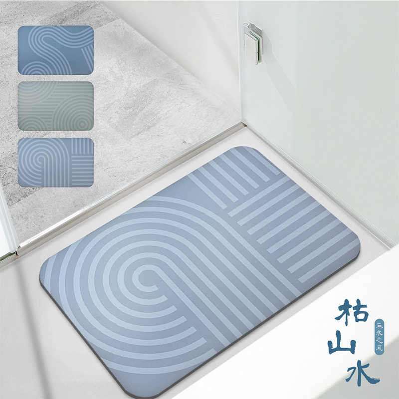 【Monster】 Soft Diatomaceous Earth Printed Mat – Karesansui (58x38cm) – Zen Green, , large