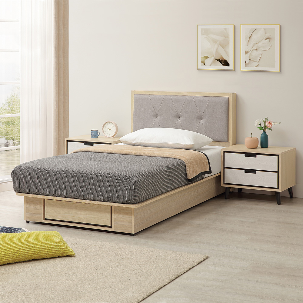 【唯熙傢俱】雷莎原木色3.5尺右側抽屜床底, , large