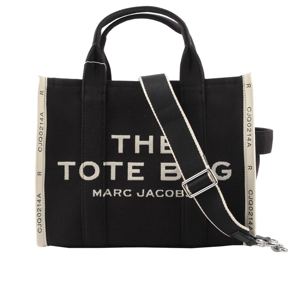 Marc Jacobs THE JACQUARD TOTE 雙色中款托特包/黑色/米色, , large