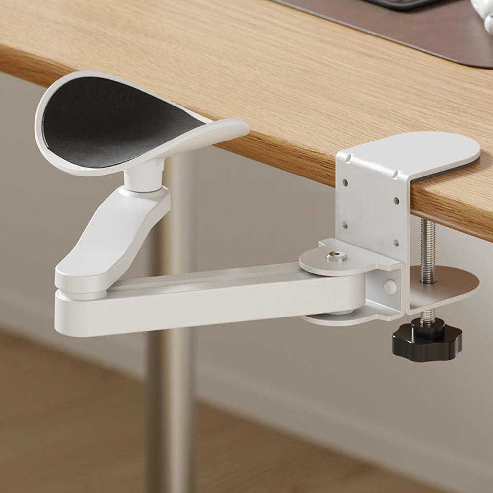 【AOTTO】鋁合金人體工學辦公桌電腦手臂肘托支撐架-白色(LS-005W), , large
