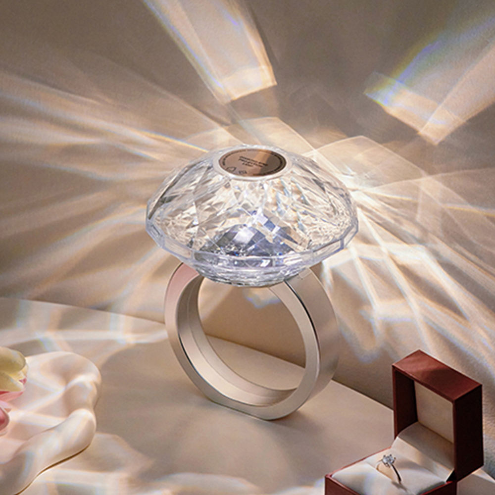 鑽石拍拍燈 11CM 鑽戒投影燈 5000克拉 壓克力燈殼 拍拍燈 3種燈色 鑽石燈 鑽石投影燈 告白 求婚 週年禮物