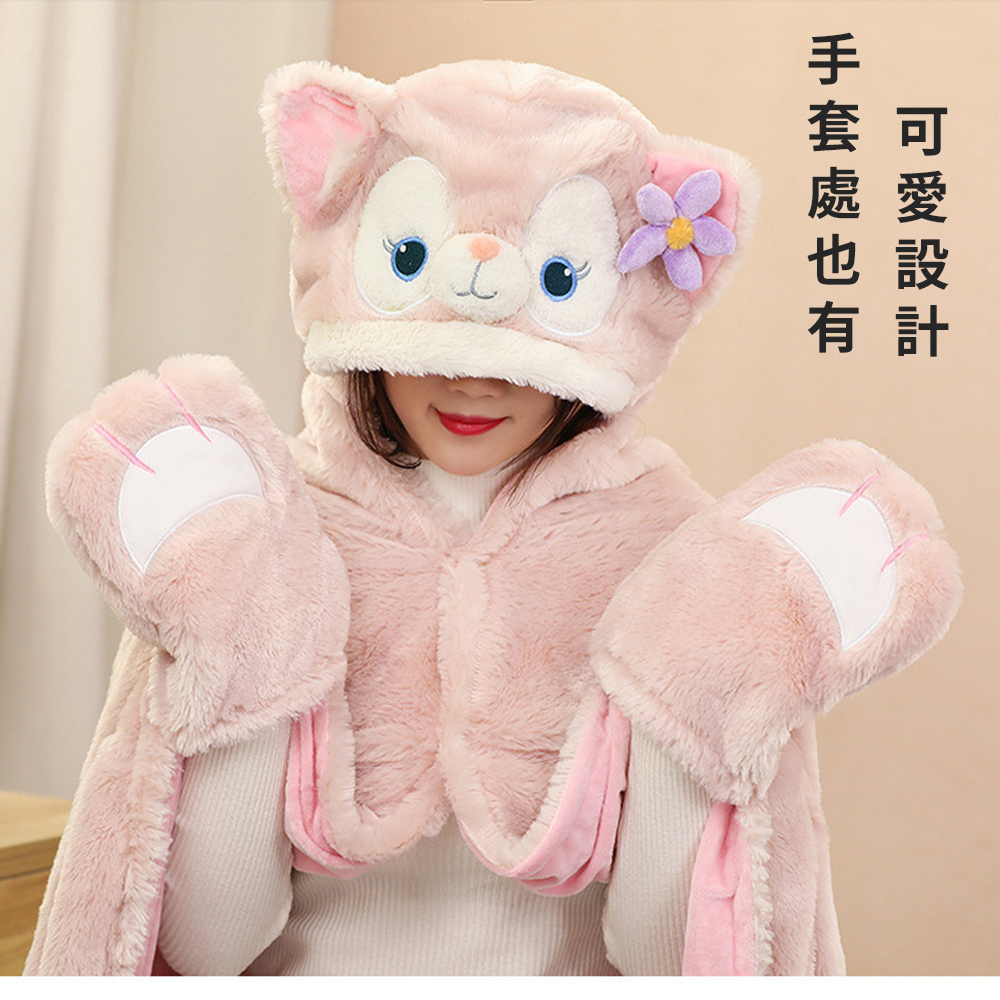 在家也要超可愛【小狐狸懶人毯】粉粉嫩嫩的造型 Linabell 粉紅狐狸 玲娜貝爾 人見人愛 居家 披肩 送禮 交換禮物, , large