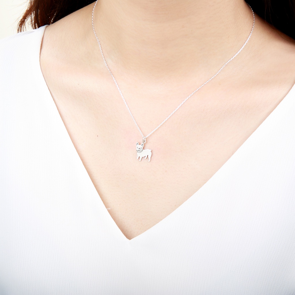 【Angel & Me】法鬥 法國鬥牛犬 狗 s925 純銀 項鍊 情人節 送禮, , large