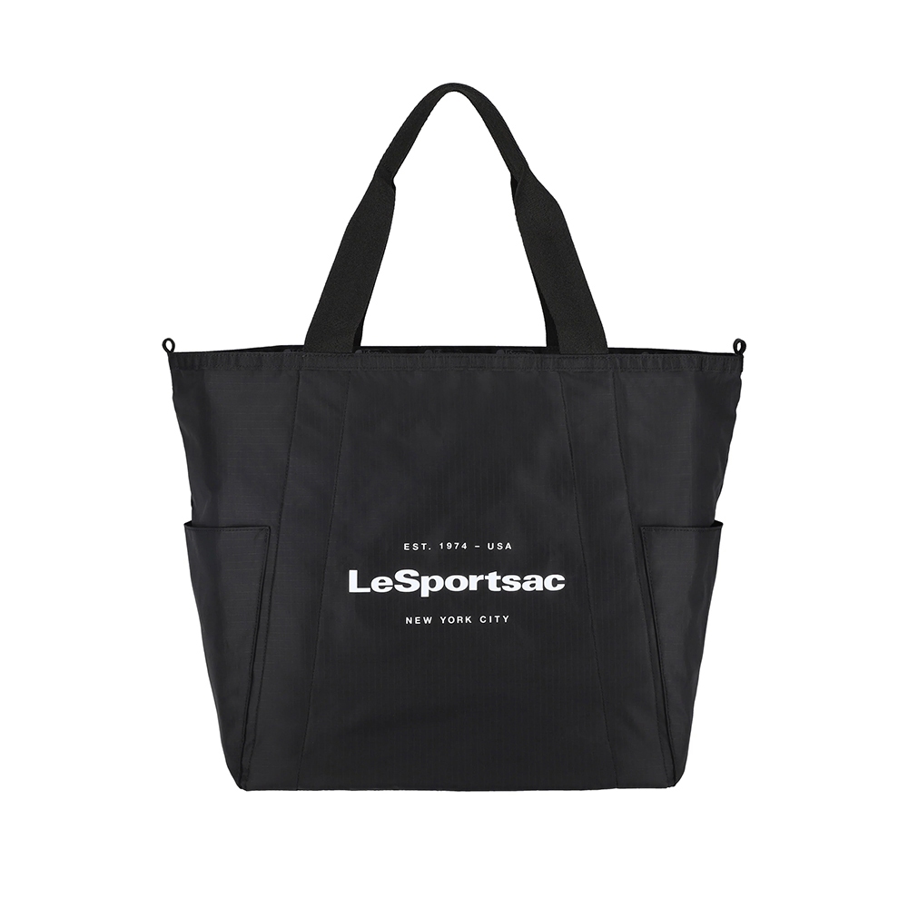 |快速出貨|Lesportsac LG REVERSIBLE PKT TOTE 大型雙面托特包 送禮-LOGO 永恆黑, , large
