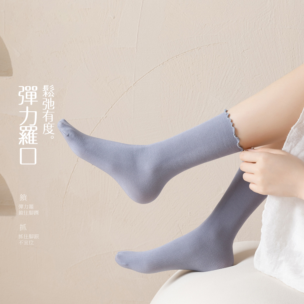[凱得國際]KISSDIAMOND木耳邊輕薄透氣冰冰襪5雙組 KDG-2064, , large