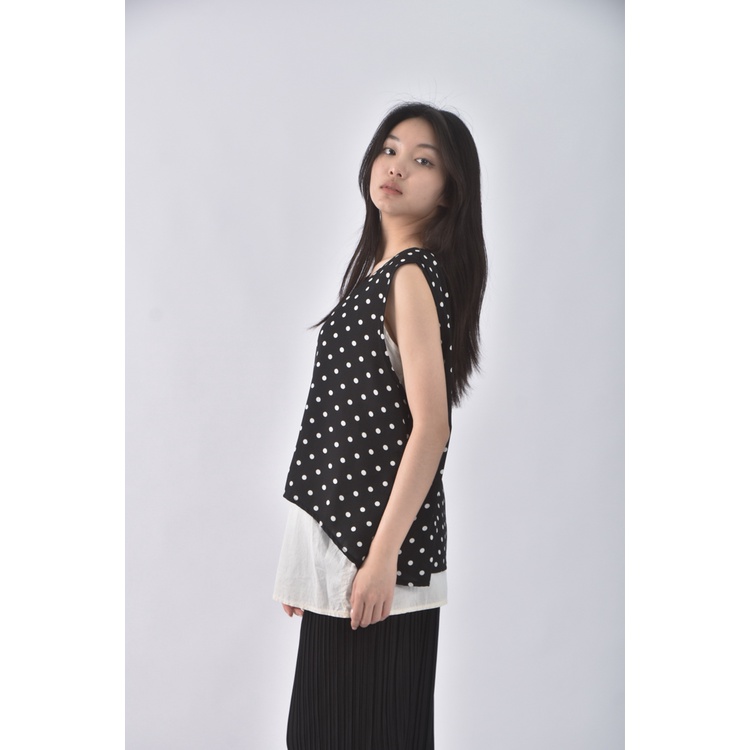 (S) jenny hsu假兩件黑色上衣二手衣, , large
