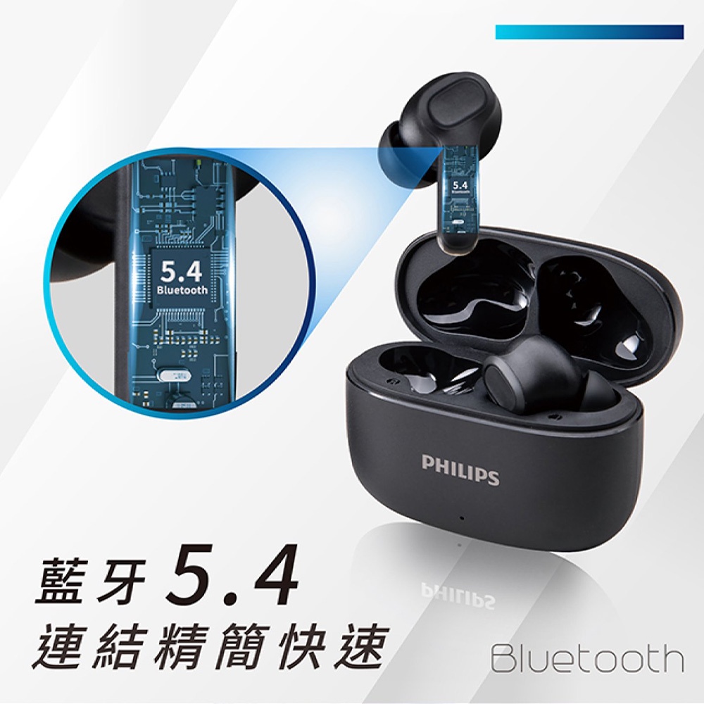 PHILIPS TAT1109 強低音藍牙耳機 24小時播放 AI麥克風 防水抗汗 黑/白, , large
