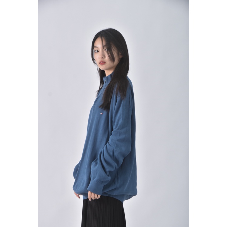 (XL) tommy hilfiger質感高領藍色長袖上衣二手衣, , large