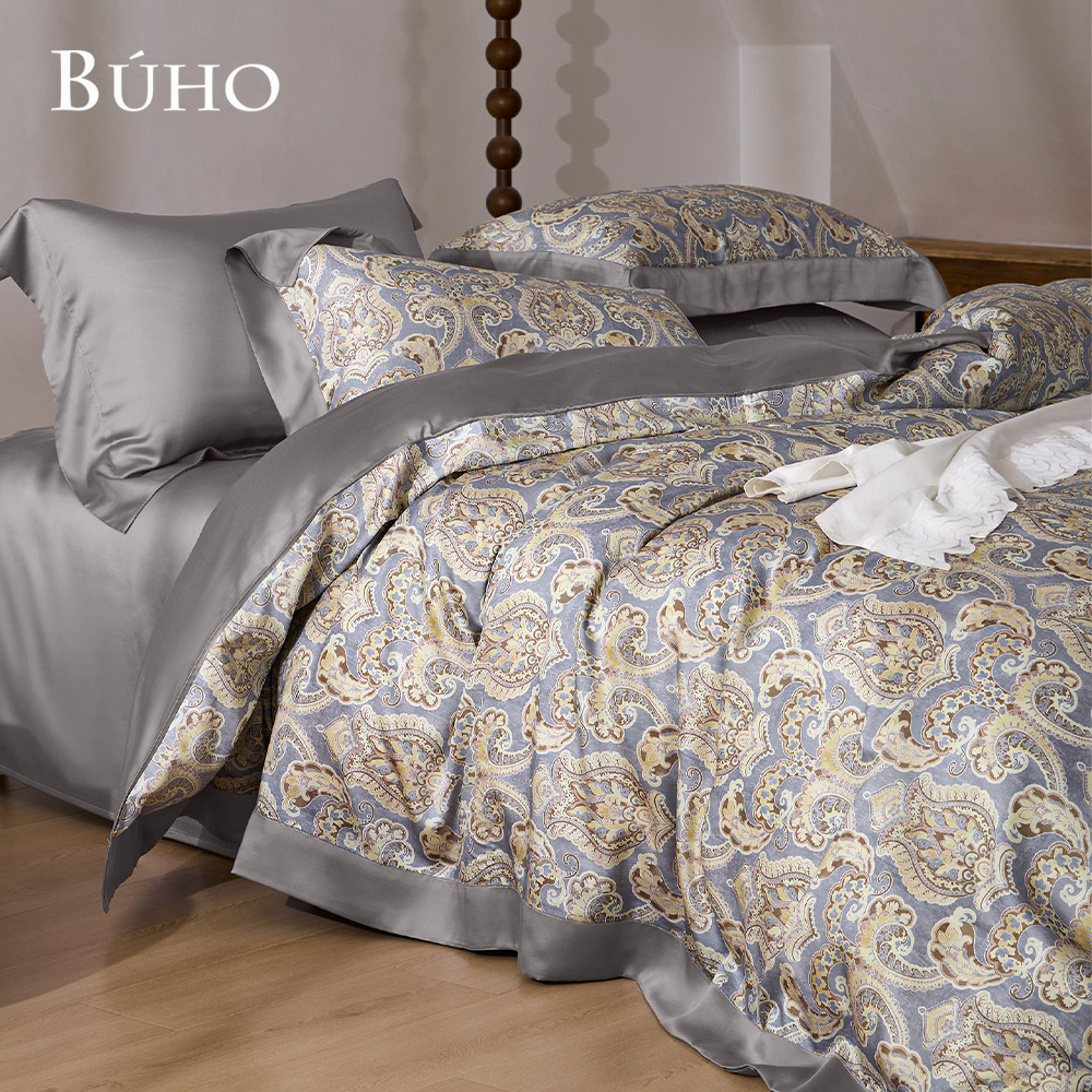 BUHO "Kardier" 60-count 100% TENCEL pure Tencel fully cotton-padded reversible comforter winter pack - double king size, , large