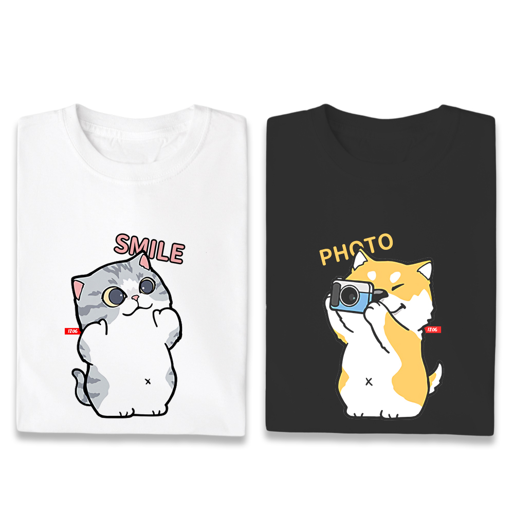 JZ TEE Cat & Shiba Inu-Photo Taking Graphic Tee