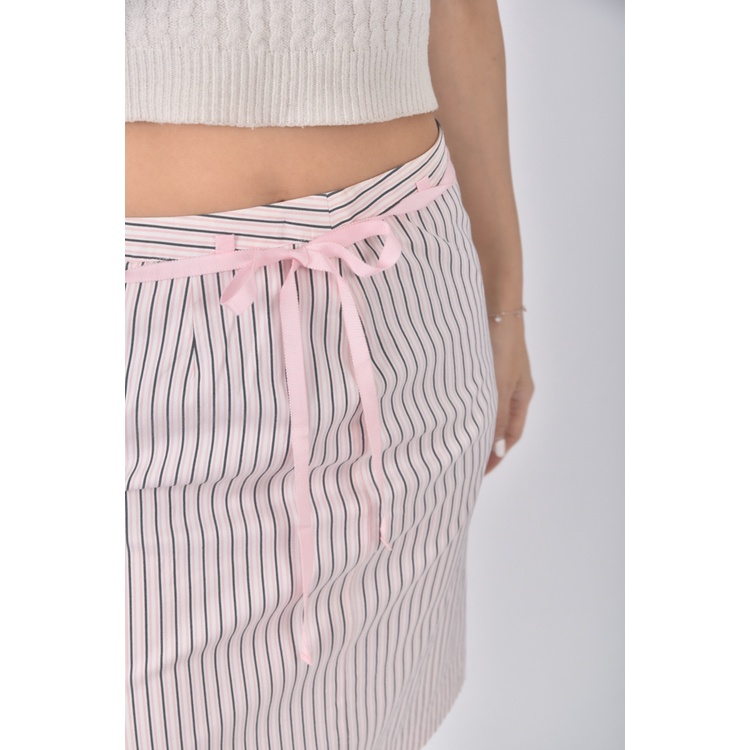 (S) mastina質感棉質條紋粉色短裙二手衣, , large