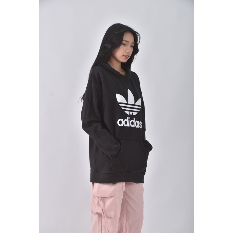 (XL) adidas質感棉質連帽黑色長袖上衣二手衣, , large