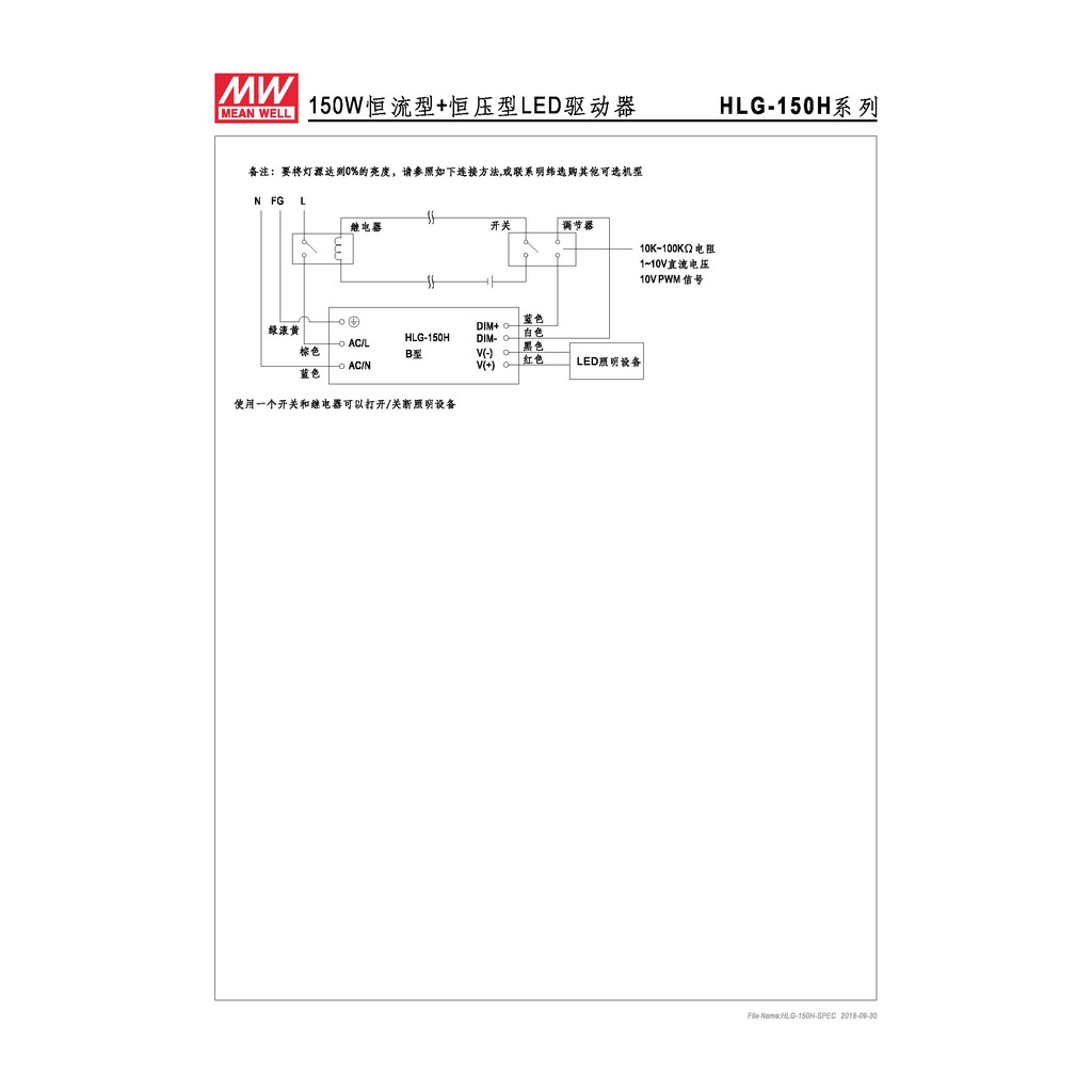 明緯 150W LED電源供應器(HLG-150H-12), , large