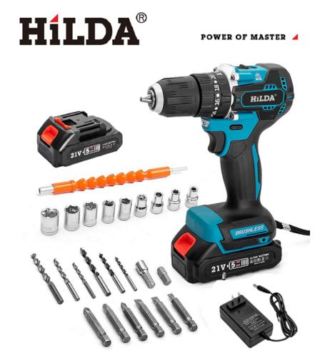 【HILDA】希爾達電動工具 21V 雙電 無刷震動電鑽 HL21-NS2, , large