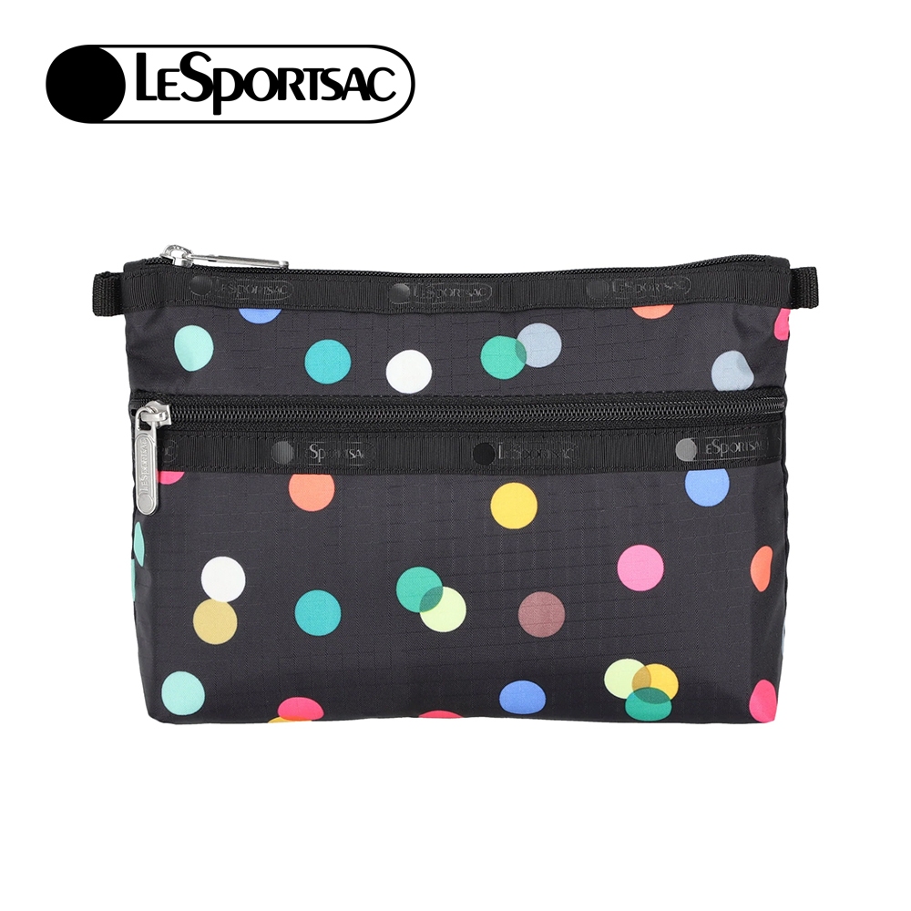|快速出貨|Lesportsac Cosmetic Clutch 雙層拉鍊收納化妝包/ 圓點漂浮氣球 黑色, , large