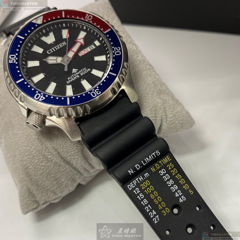 [星晴錶業]CITIZEN手錶,44mm,CI00001黑色錶面銀錶殼深黑色矽膠錶帶款, , large
