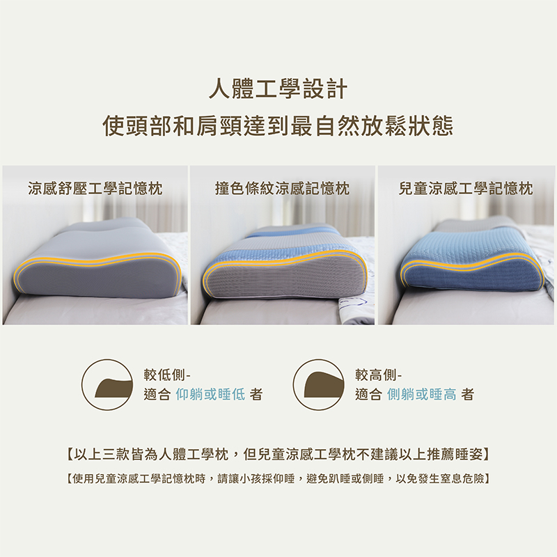 Children's Cooling Ergonomic Memory Pillow, , large