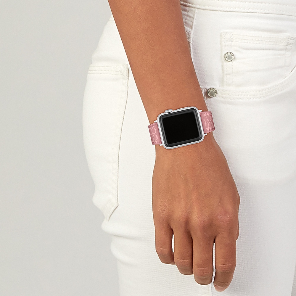 COACH Apple Watch 錶帶 38/40/41mm 適用 矽膠錶帶- 粉紅色(不含手錶), , large