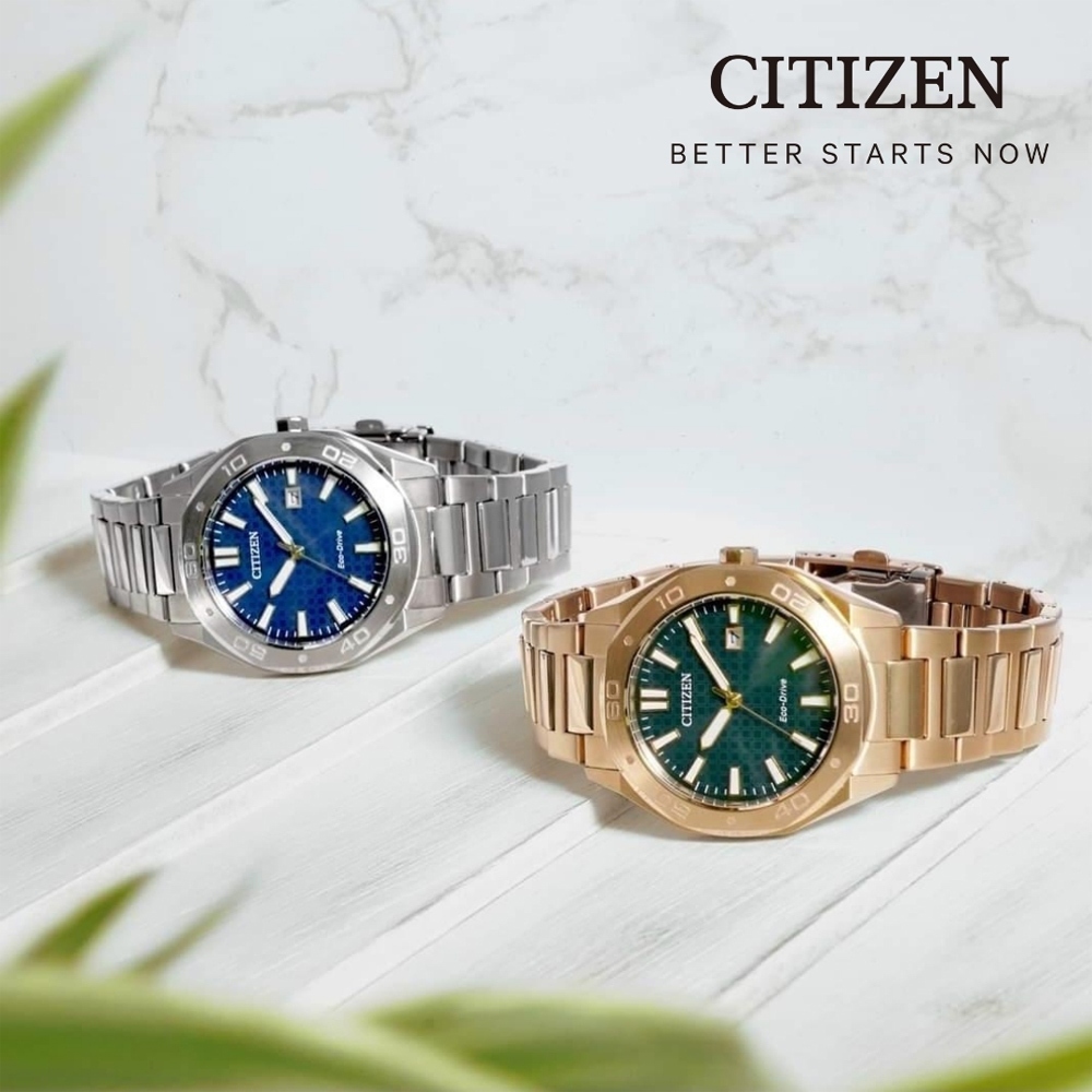 CITIZEN 星辰 玫瑰金限量版 光動能八角形格紋面手錶 BM7633-81X, , large