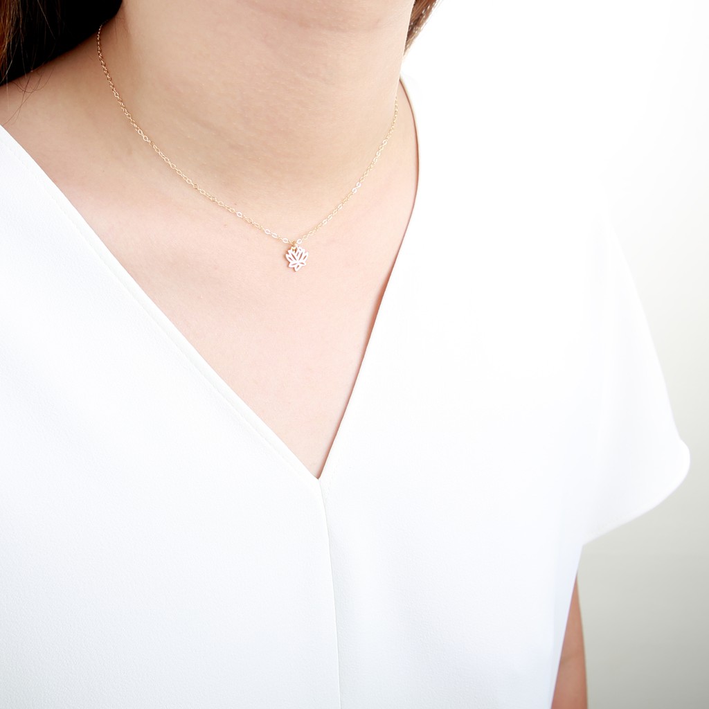 【Angel & Me】Love Lotus s925 sterling silver 24k gold plated necklace gift, , large