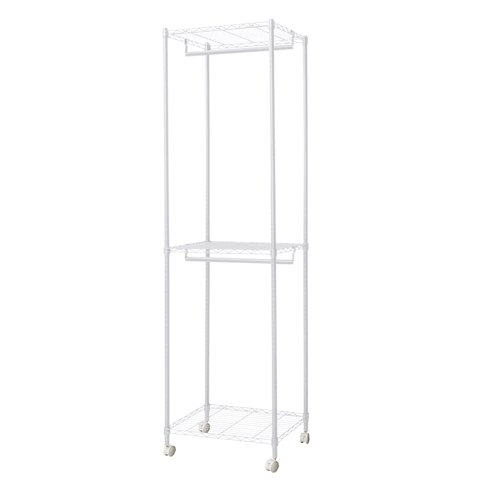 【Y HOUSE】60x45x210cm three-layer double-pole wavy wardrobe/painted shelf/clothes hanger/Tiltlis rack-white