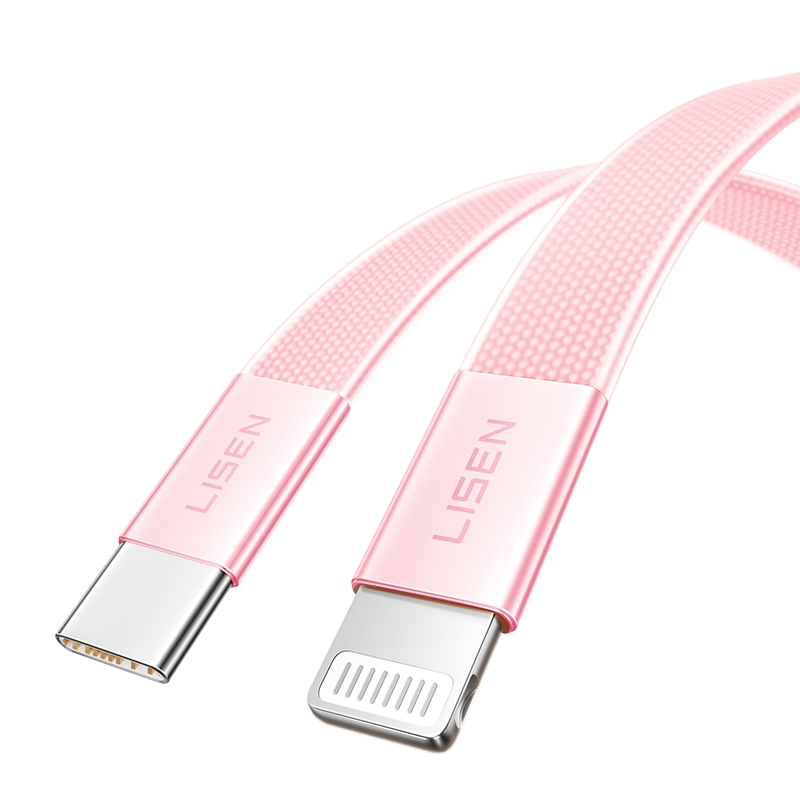 【LISEN】27W L606 Air Cable 超薄快充線 TC to Lightning 100公分 粉色, , large