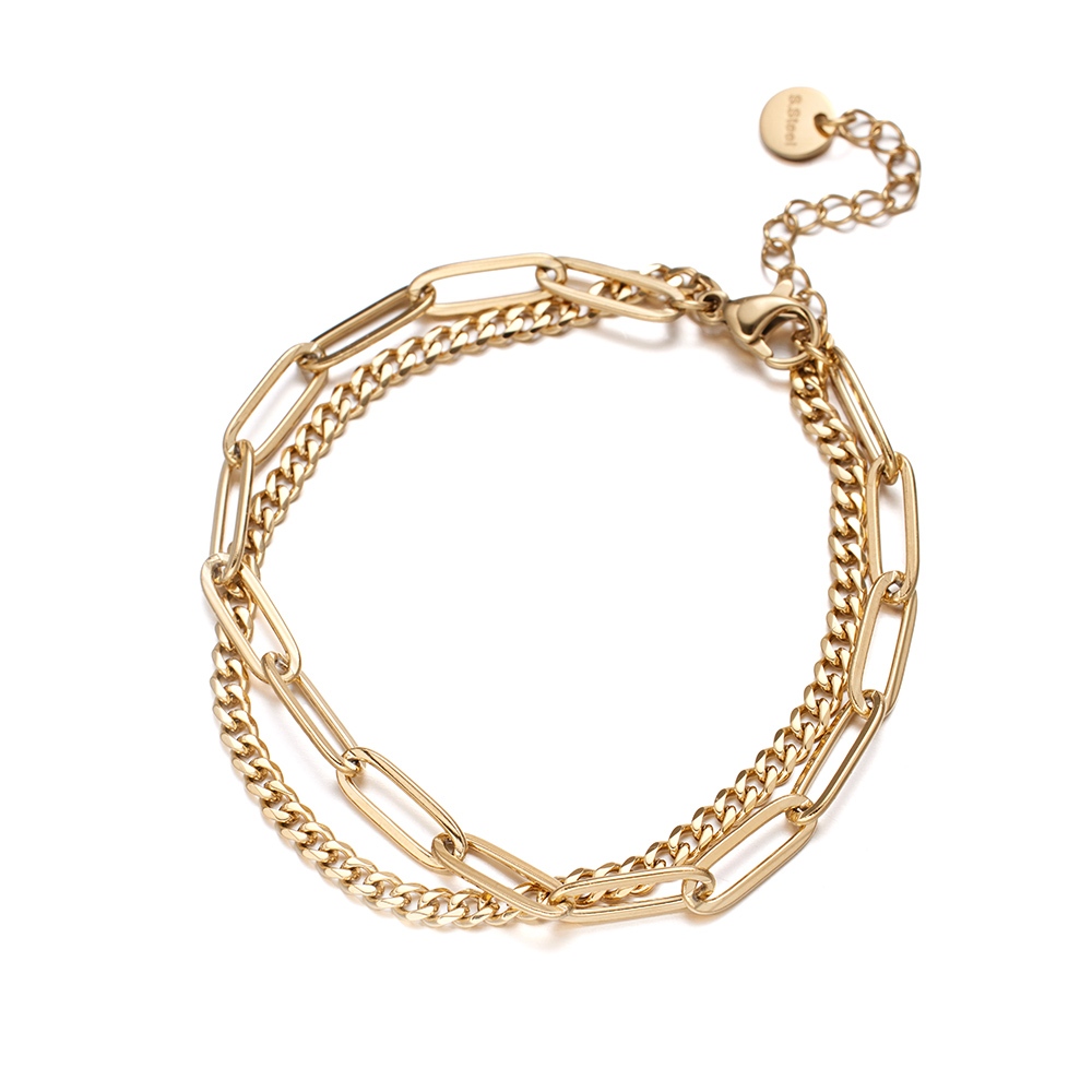 ULOO Glimmer 優雅雙層次設計手鍊-金色 UB2000310, , large