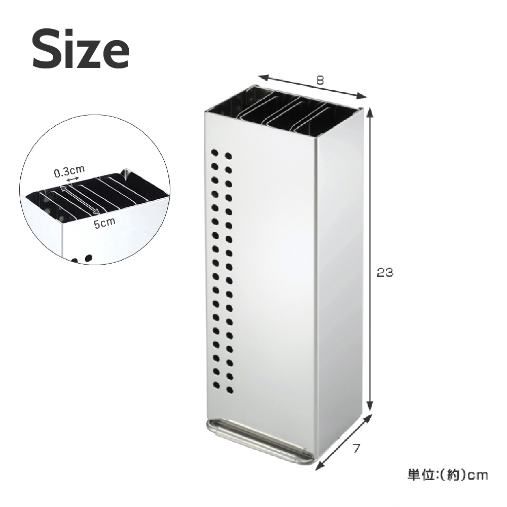 【下村企販】日本製304不鏽鋼三孔刀架(可拆式收納設計/廚房收納/菜刀架), , large