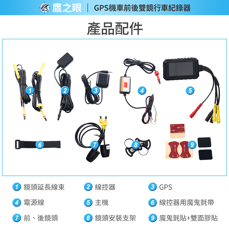 含到府安裝【鷹之眼】GPS機車前後雙鏡行車紀錄器-送32卡 (國家認證 一年保固)TA-B007 R3D197, , large