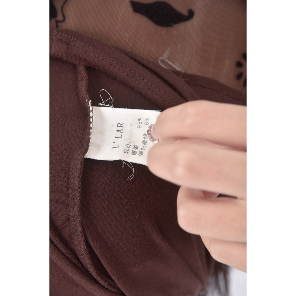 (S) l lar紡紗高領棕色長袖上衣二手衣, , large