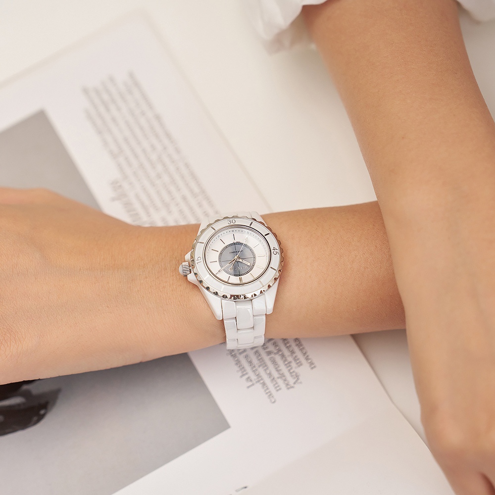 Relax Time 奢華陶瓷光動能女錶-34mm 禮物 RT-107S-1, , large