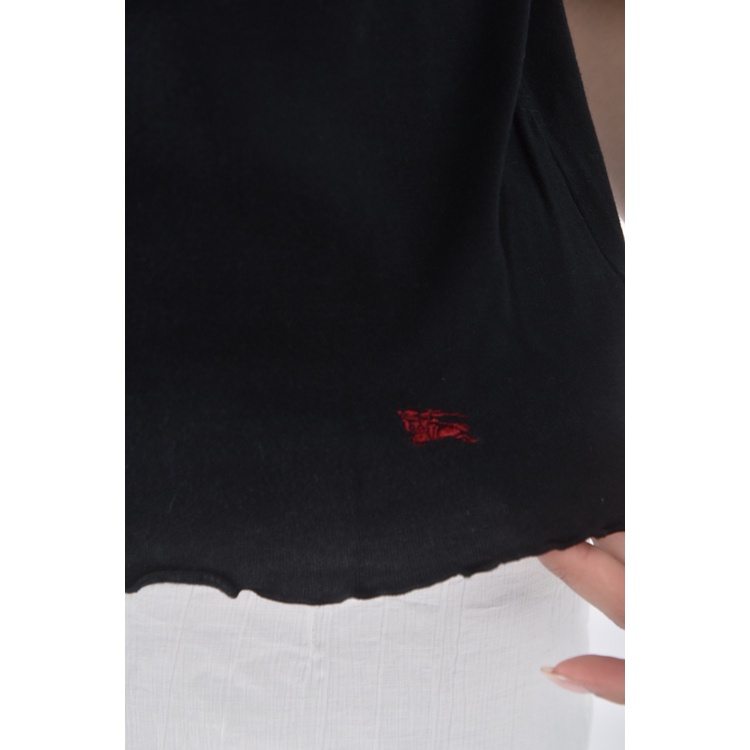 (S) burberry質感棉質純棉黑色短袖上衣二手衣, , large