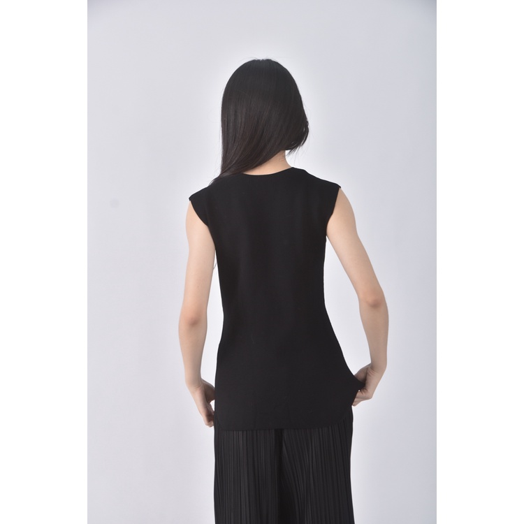 (S) uniqlo質感背心黑色上衣二手衣, , large