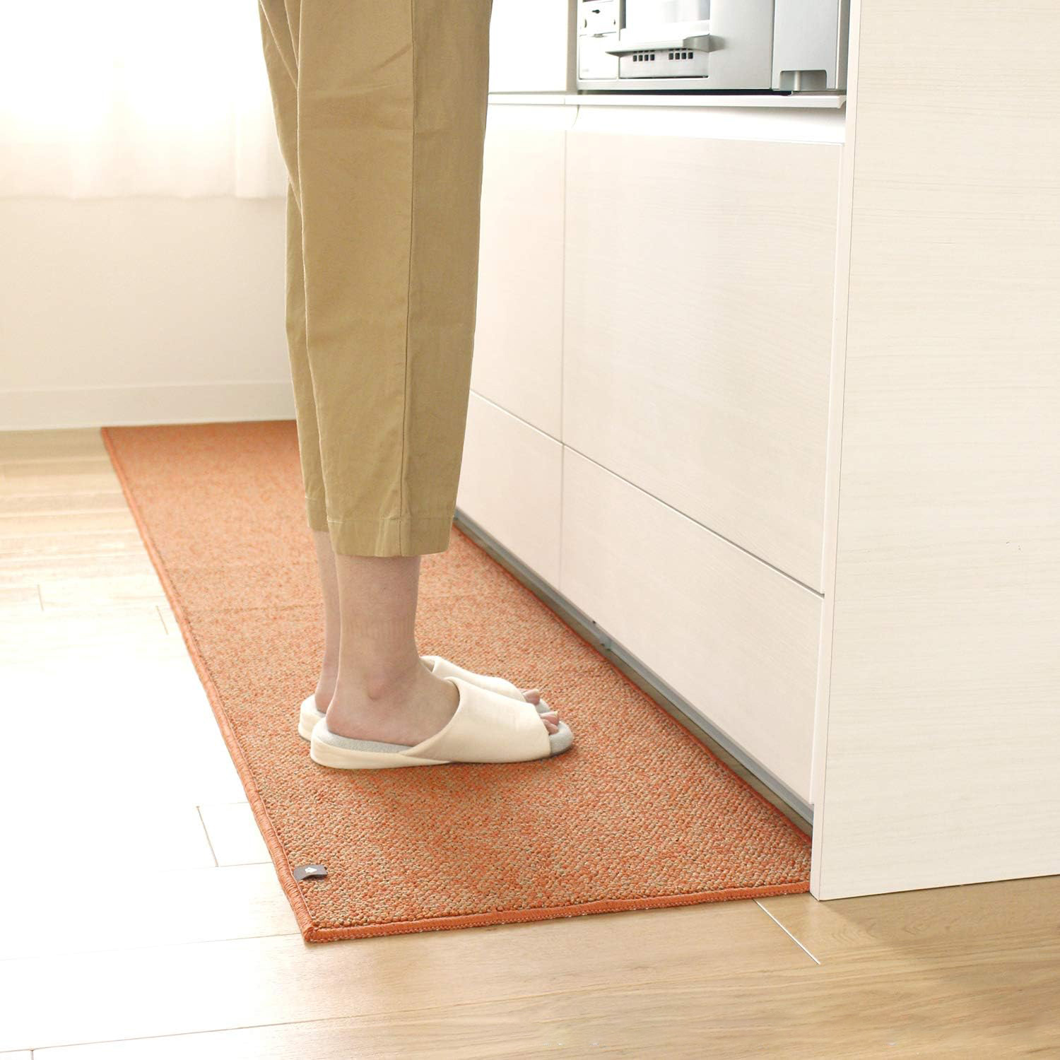【PLYS】Japan-Made Kitchen Runner Mat 45×240cm – Tea Orange (Absorbent Non-Slip Design / 6mm Thick / Machine-Washable), , large