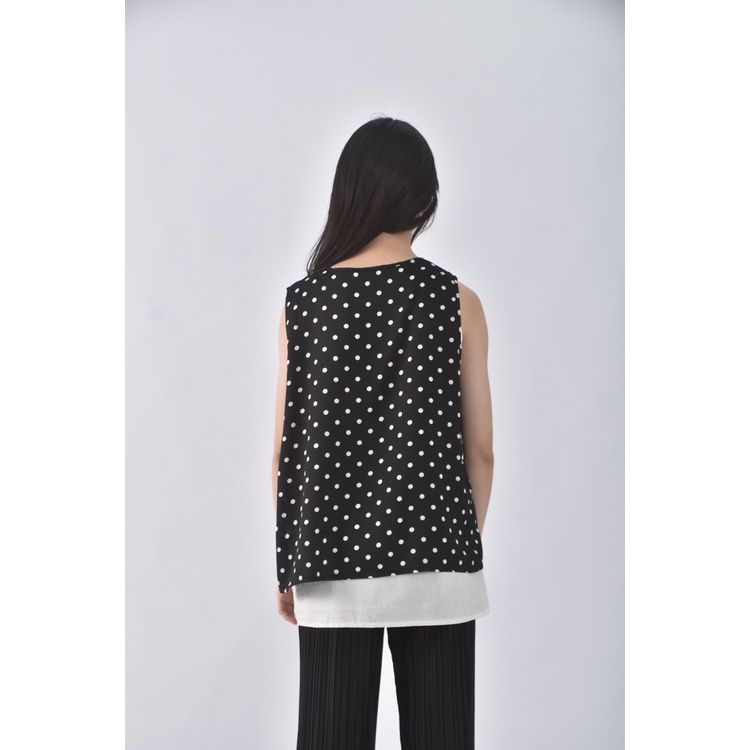 (S) jenny hsu假兩件黑色上衣二手衣, , large
