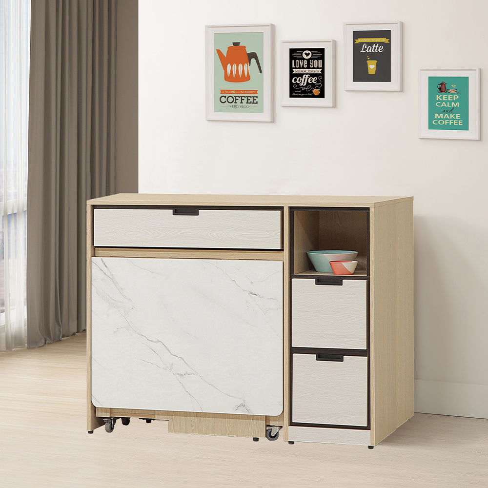 【唯熙傢俱】雷莎原木雙色4尺功能餐櫃, , large