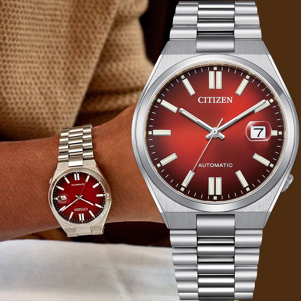 CITIZEN 星辰 限量款 TSUYOSA 青春撞色機械錶-漸層紅 禮物 NJ0150-56W, , large
