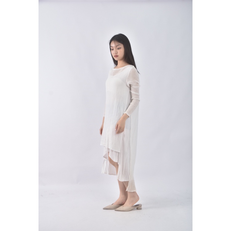 (S) 兩件式白色洋裝二手衣, , large