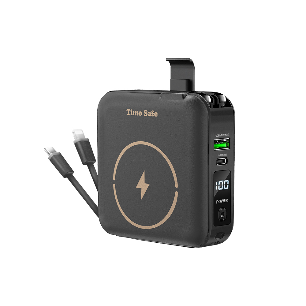【Timo】Safe 安全防爆電芯多功能磁吸固態行動電源 12000mAh - 星辰黑, , large
