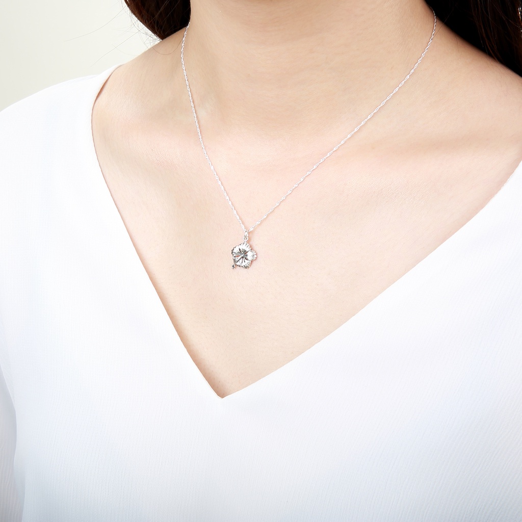 【Angel & Me】堅強 木槿花 s925 純銀 設計師 手作 項鍊 附拭銀布 生日 聖誕 情人節 禮物, , large