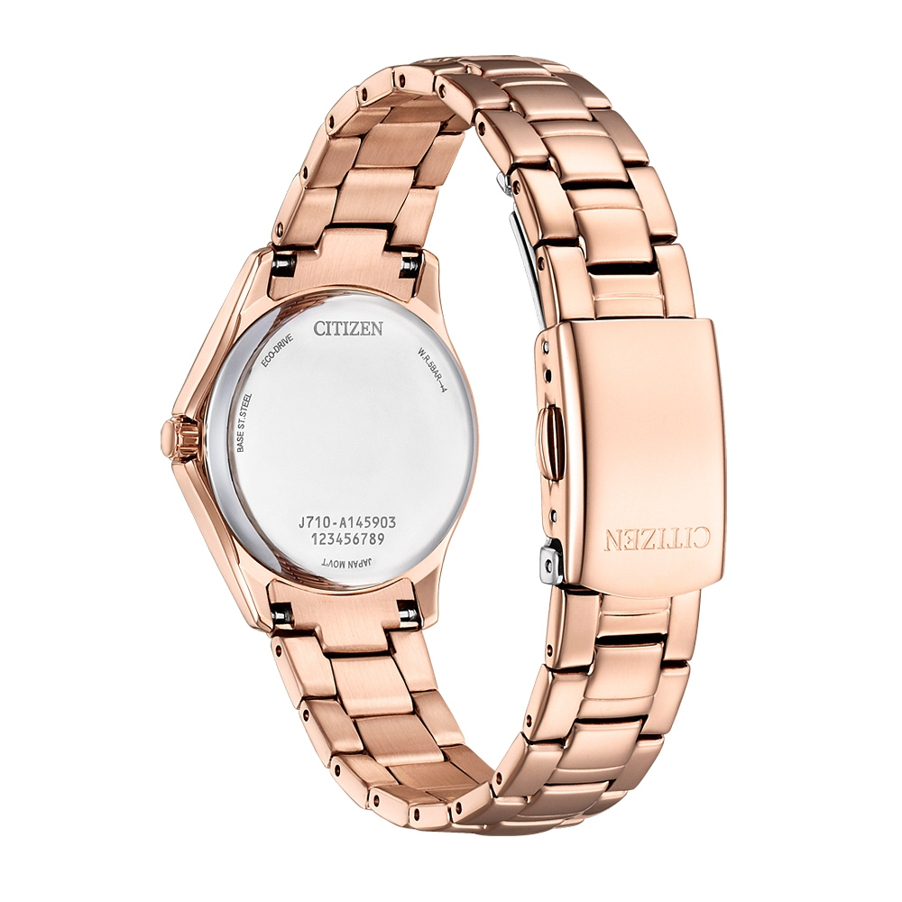 CITIZEN 星辰 光動能水晶奢華女錶-粉橘x玫瑰金 FE1252-82X, , large