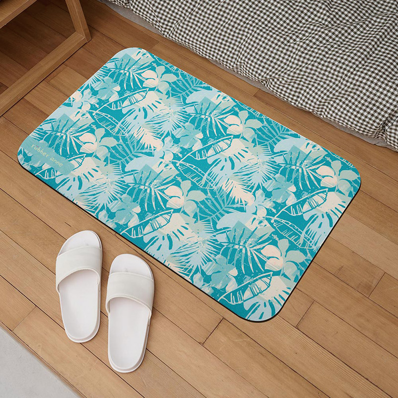 【Monster】 Soft Diatomaceous Earth Absorbent Mat &ndash; Verdant Garden (60x40cm) &ndash; Green Lotus, , large