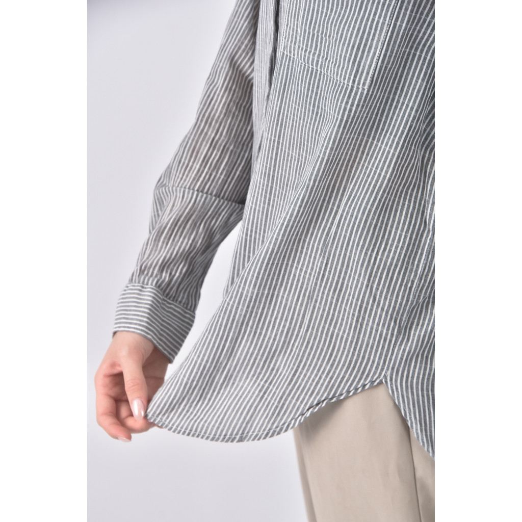 (M) muji棉質純棉灰色襯衫上衣二手衣, , large