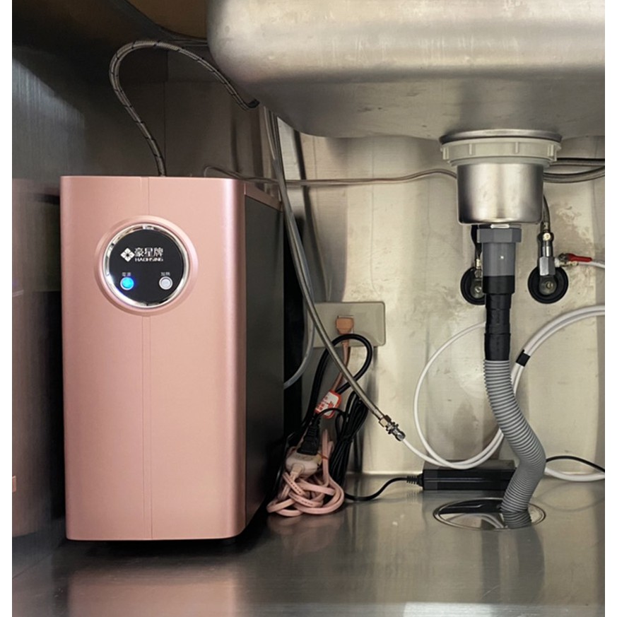 【麗水生活】豪星 HS-170 廚下加熱型-冷熱飲水機-玫瑰金-含龍頭 搭配過濾器 卡式RO6道逆滲透 淨水器 加熱器, , large
