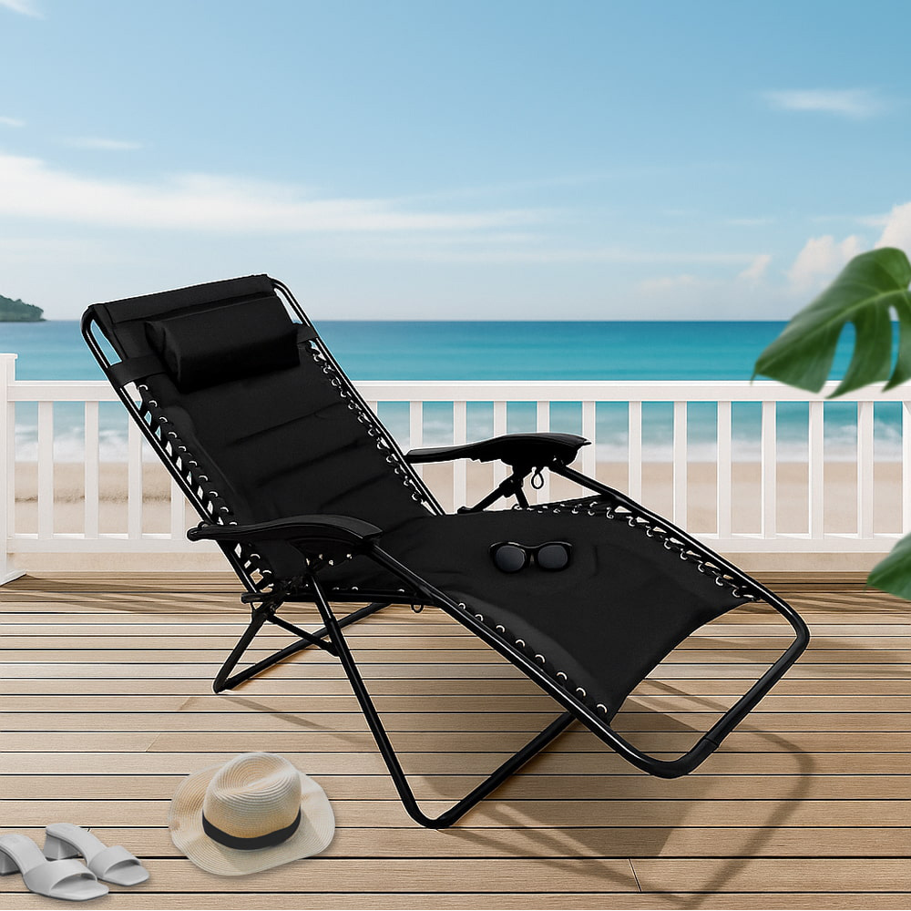 【AOTTO】升級款舒適頭枕加厚泡棉折疊躺椅(LC-002), , large