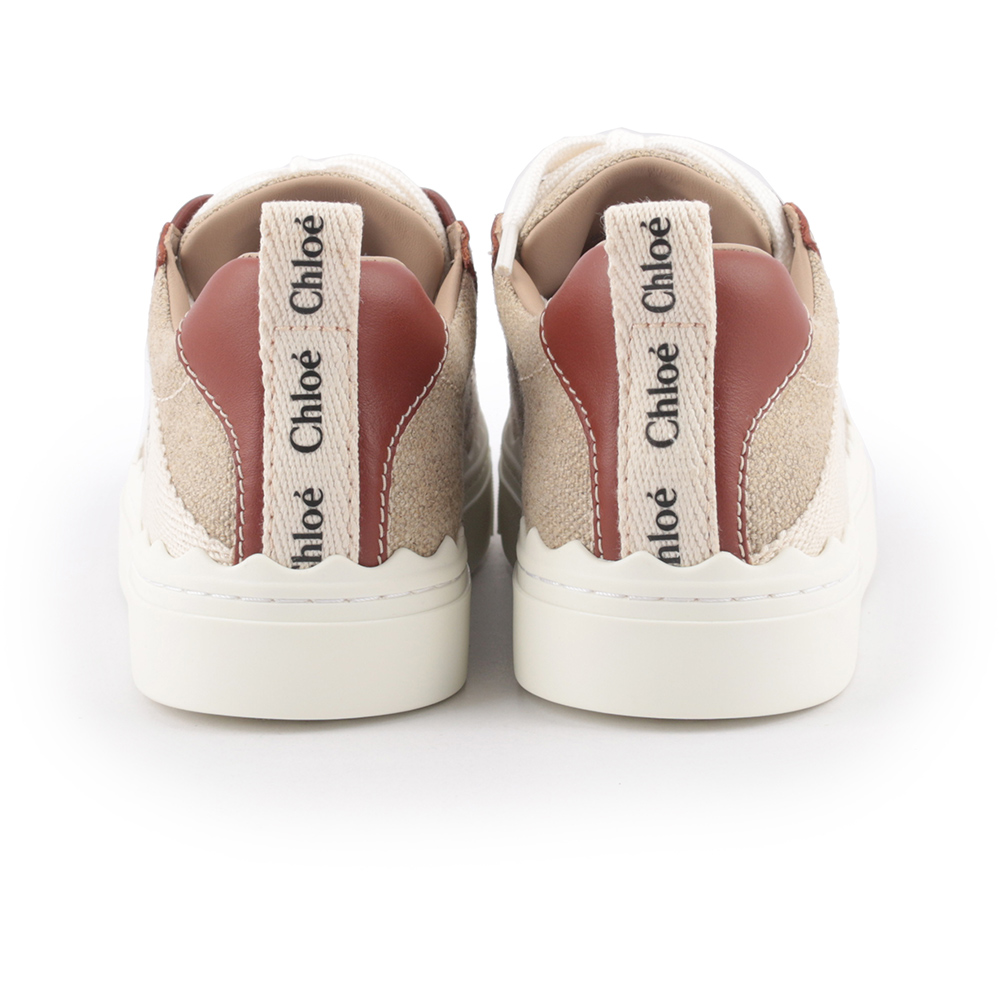 CHLOE' LAUREN 棉質拼牛皮休閒運動鞋37/白色/棕色, , large