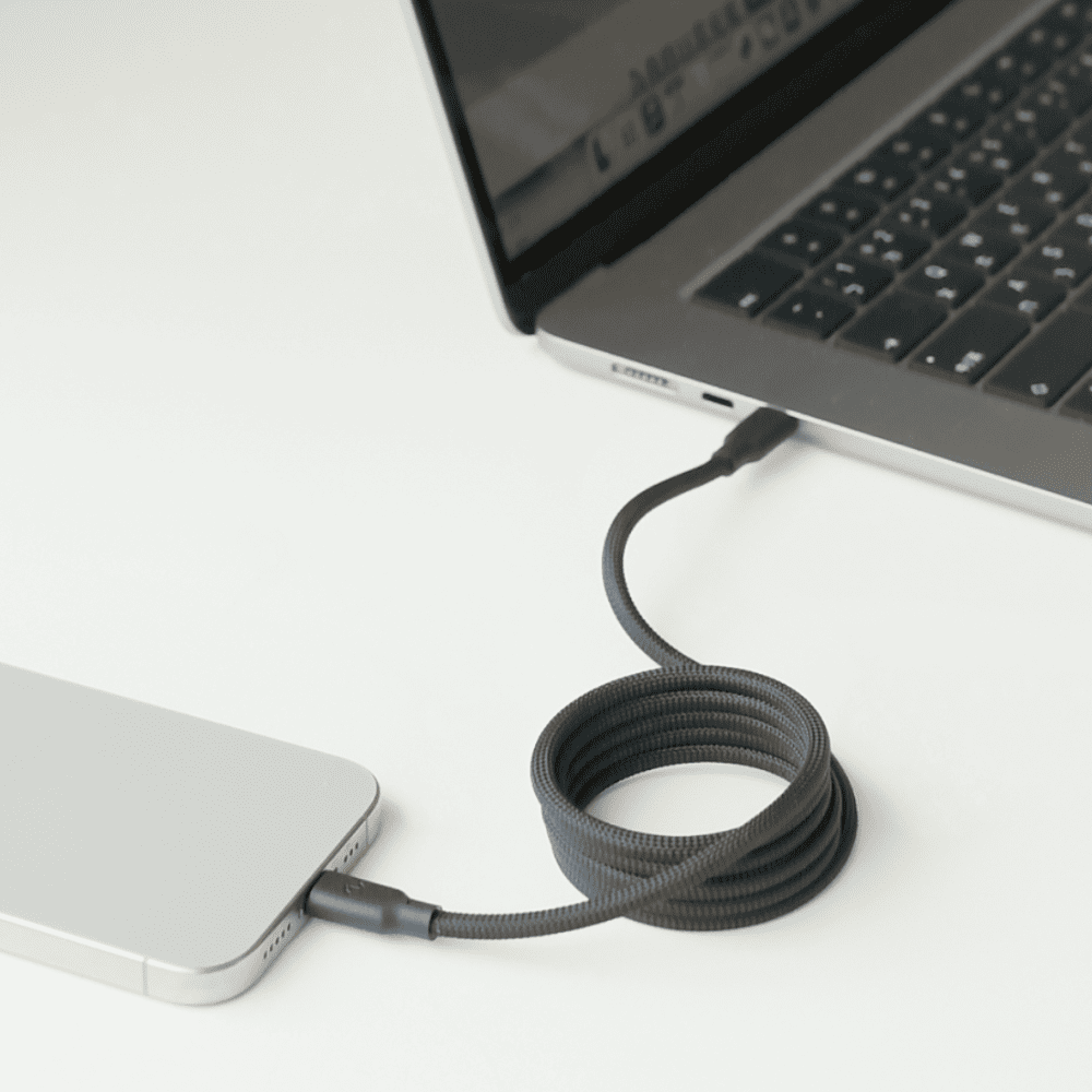 [OneMore Co., Ltd.] Allite Easy Cable Magnetic Storage Braided Fast Charging Cable (USB-C to USB-C) Textured Black, , large