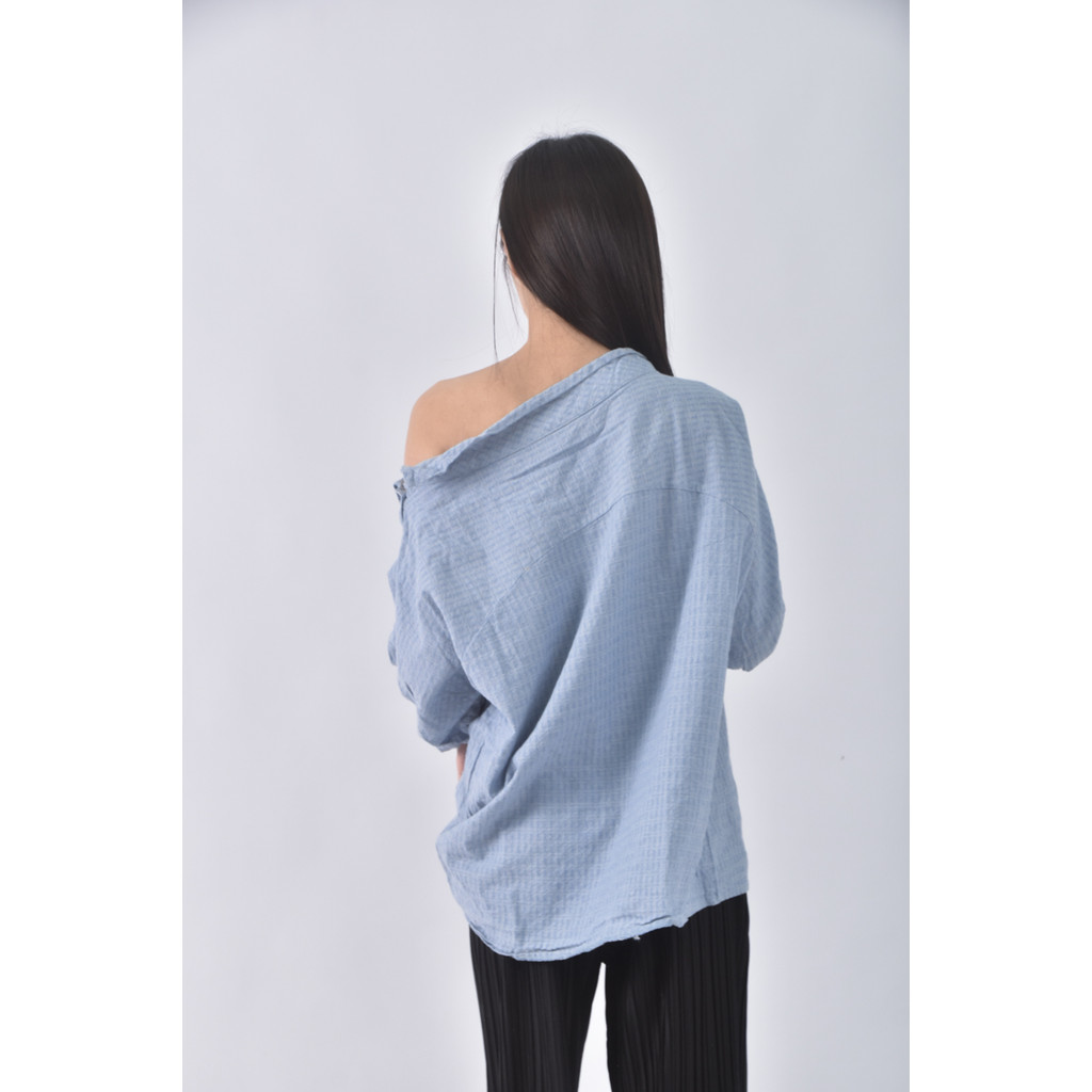 (XL) xiaoweilongxue棉質純棉藍色長袖上衣二手衣, , large