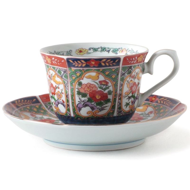 [豐名日本餐具] 咖啡杯組 牡丹金棆金線 有田燒 / C00CS1-9, , large